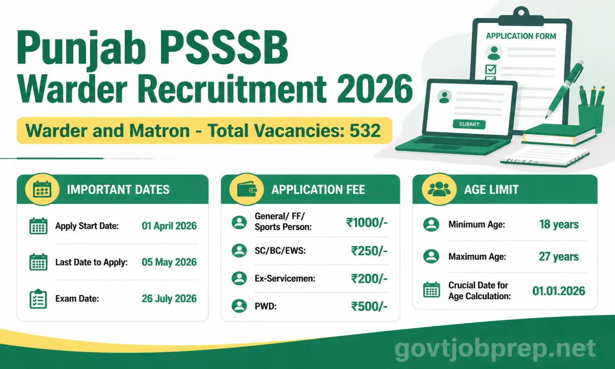 Punjab PSSSB Warder and Matron Recruitment 2026